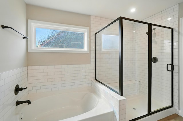 3226 Chloe Ct, Hebron, KY 41048 - bathroom featuring a garden tub and a shower stall