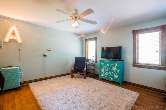 2507 Woodstone Way, Villa Hills, KY 41017 - sitting room featuring wood finished floors and ceiling fan
