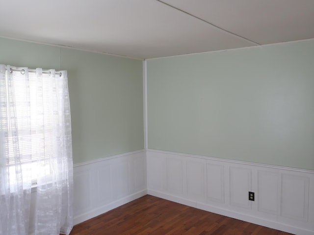 311 Elk Lake Rd, Owenton, KY 40359 - unfurnished room featuring dark wood-style flooring and a wainscoted wall