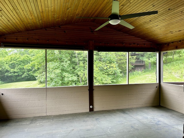 1756 Paxton Rd, Morning View, KY 41063 - unfurnished sunroom with lofted ceiling, ceiling fan, and healthy amount of natural light