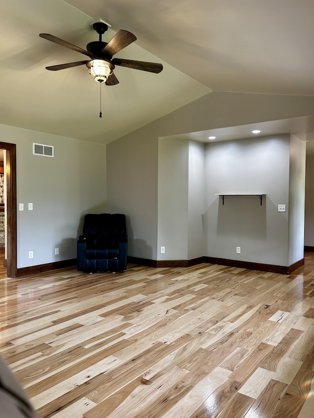 1756 Paxton Rd, Morning View, KY 41063 - unfurnished living room with vaulted ceiling, wood finished floors, and a ceiling fan