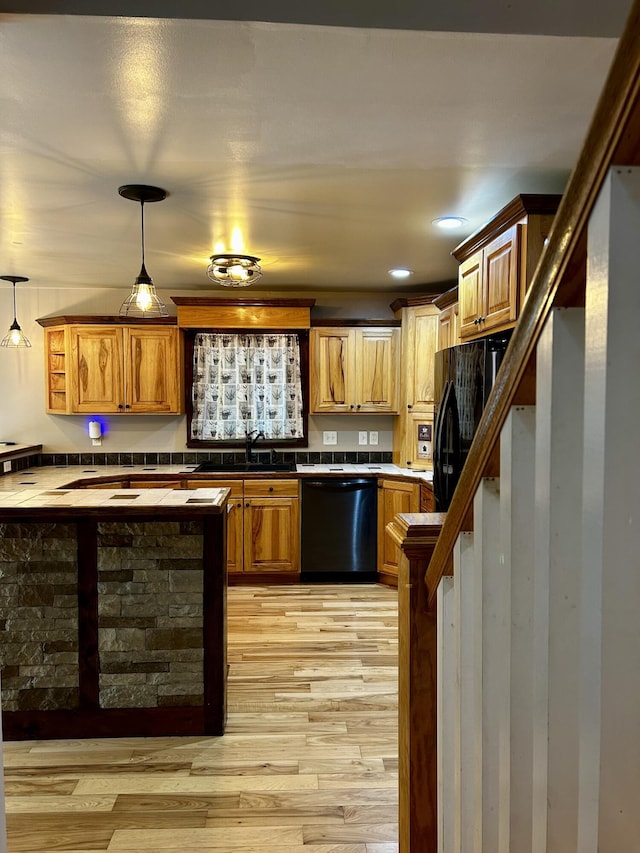 1756 Paxton Rd, Morning View, KY 41063 - kitchen featuring dishwasher, light wood finished floors, decorative light fixtures, freestanding refrigerator, and recessed lighting