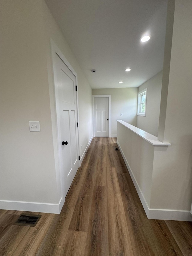 170 Saddlebrook Ln, Dry Ridge, KY 41035 - corridor with dark wood-type flooring, recessed lighting, and an upstairs landing