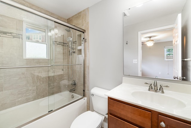 9513 Old Union Rd, Union, KY 41091 - bathroom featuring vanity, bath / shower combo with glass door, and a ceiling fan