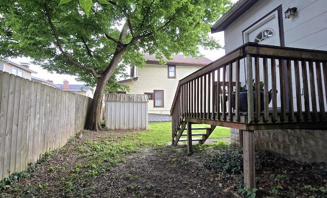 4336 Glenn Ave, Covington, KY 41015 - view of yard with stairway, a storage shed, and a wooden deck