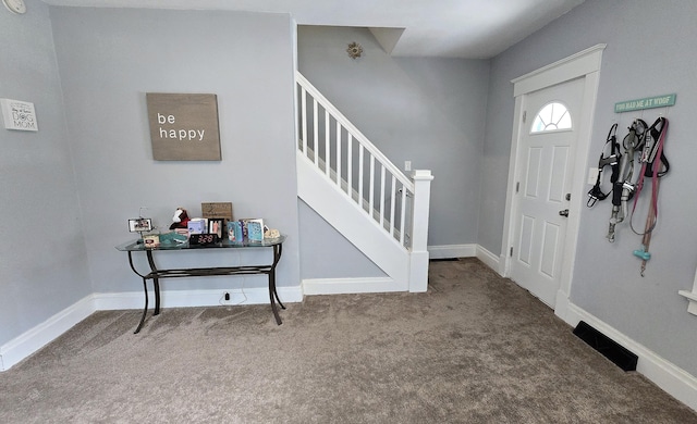 4336 Glenn Ave, Covington, KY 41015 - carpeted foyer entrance featuring stairway and baseboards