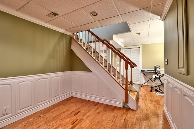 1906 Robins Run, Hebron, KY 41048 - staircase featuring a paneled ceiling, wood finished floors, and crown molding