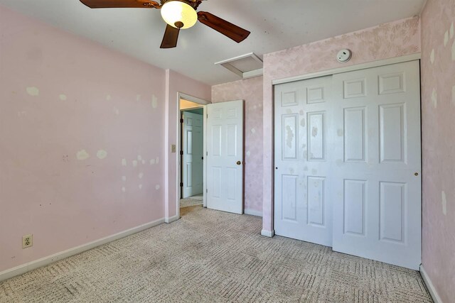 1906 Robins Run, Hebron, KY 41048 - unfurnished bedroom with carpet flooring, attic access, a closet, and ceiling fan