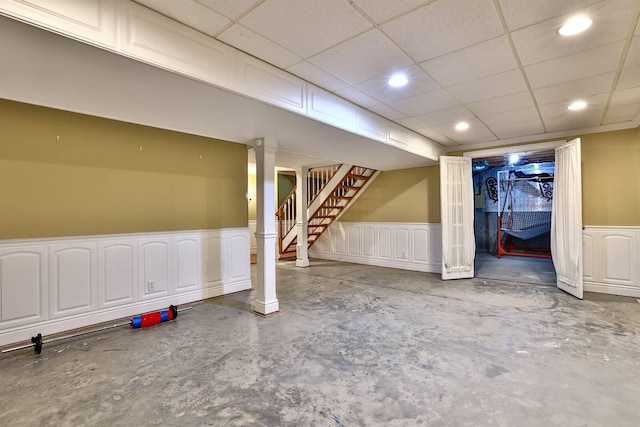 1906 Robins Run, Hebron, KY 41048 - finished basement with stairs, wainscoting, a decorative wall, and recessed lighting