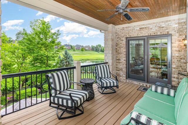 1007 Campo Ct, Union, KY 41091 - wooden deck with a ceiling fan and a water view