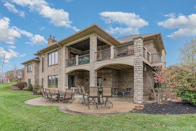 1007 Campo Ct, Union, KY 41091 - back of property with a balcony, a yard, a patio, and a chimney