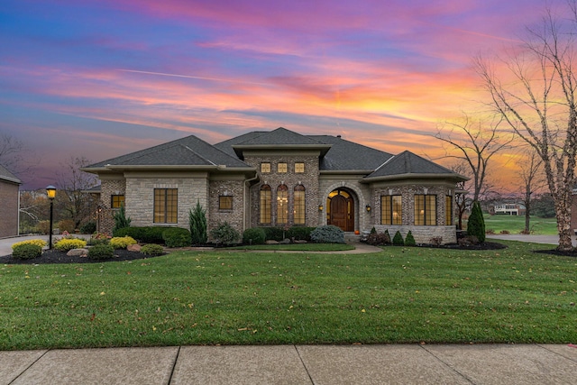 1007 Campo Ct, Union, KY 41091 - french country home with stone siding and a yard