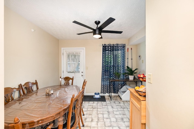 1845 Conrad Ln, Burlington, KY 41005 - dining area with a ceiling fan, a textured ceiling, and light flooring