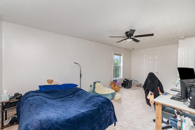 1845 Conrad Ln, Burlington, KY 41005 - bedroom featuring light carpet, ceiling fan, and a textured ceiling