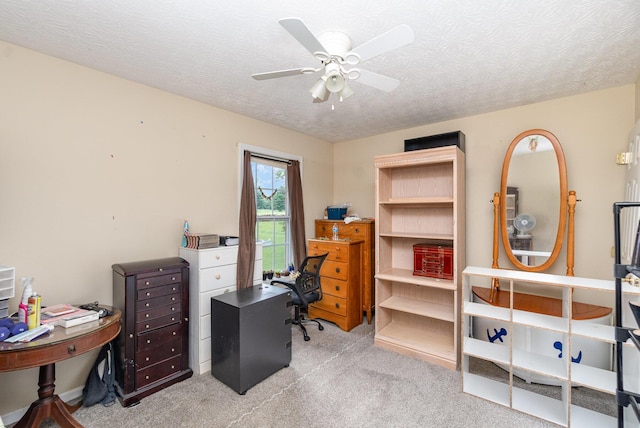 1845 Conrad Ln, Burlington, KY 41005 - office space with light colored carpet, ceiling fan, and a textured ceiling