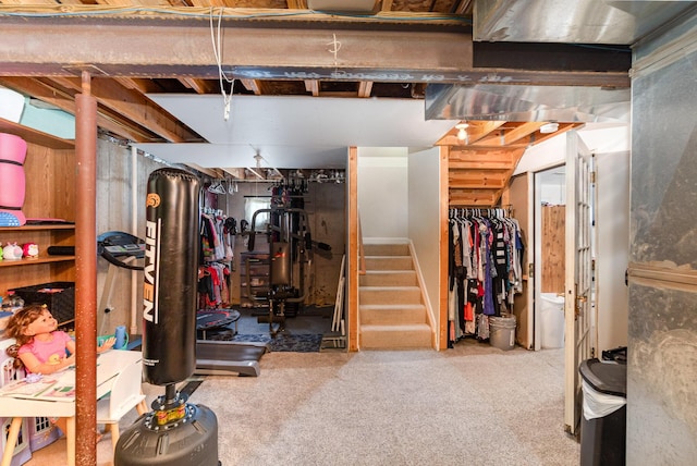 1845 Conrad Ln, Burlington, KY 41005 - unfinished basement with carpet floors and stairs