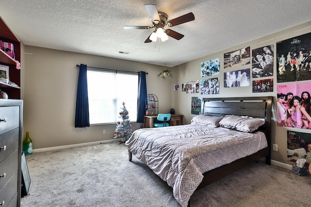 852 Flint Rdg Unit 4-302, Cold Spring, KY 41076 - carpeted bedroom featuring a textured ceiling and ceiling fan