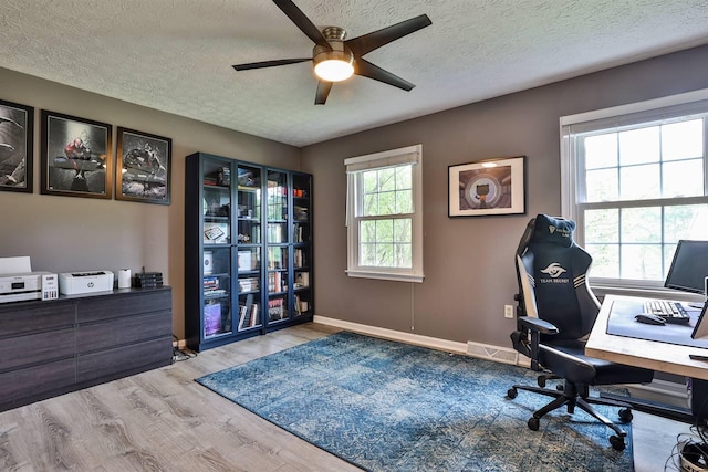 328 Creekwood Dr, Edgewood, KY 41017 - office space with a ceiling fan, a textured ceiling, and wood finished floors