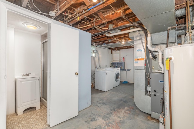 7 Ross Ave, Fort Mitchell, KY 41017 - unfinished below grade area featuring washing machine and clothes dryer, water heater, and heating unit
