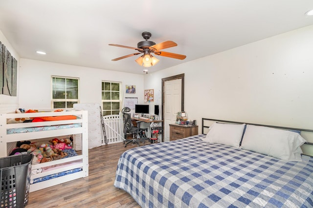 9294 Marshall Rd, Covington, KY 41015 - bedroom featuring wood finished floors, recessed lighting, and a ceiling fan