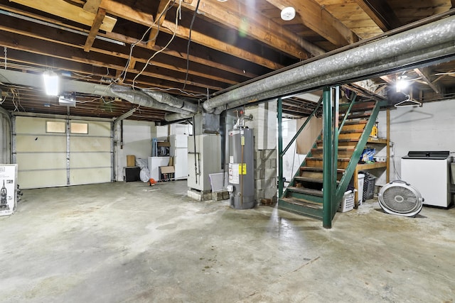 50 Russell St, Florence, KY 41042 - basement with gas water heater, washer / dryer, stairway, and heating unit