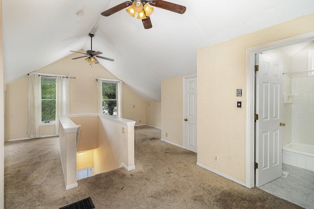 3712 Park Ave, Covington, KY 41015 - bonus room featuring a ceiling fan, light carpet, and lofted ceiling