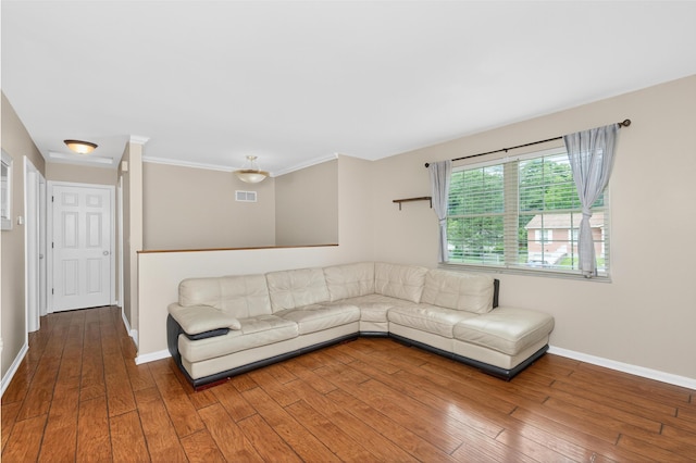 1212 Leslie Marie Ct, Elsmere, KY 41018 - living room with wood-type flooring and crown molding