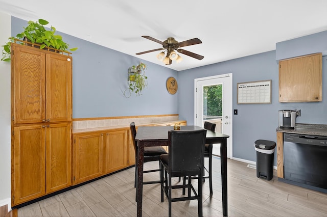 1212 Leslie Marie Ct, Elsmere, KY 41018 - dining room with ceiling fan and light wood-style floors