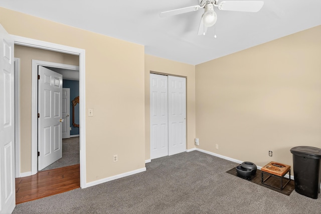 1212 Leslie Marie Ct, Elsmere, KY 41018 - unfurnished bedroom featuring dark colored carpet, a closet, and a ceiling fan