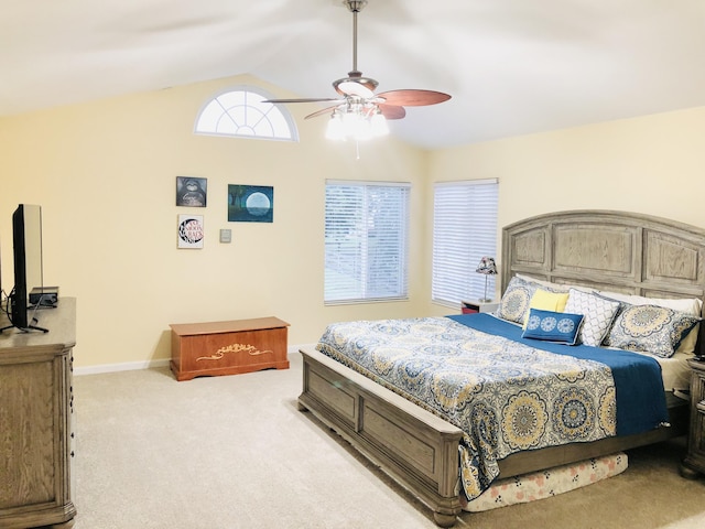 9128 Belvedere Ct, Florence, KY 41042 - bedroom featuring lofted ceiling, light carpet, and ceiling fan