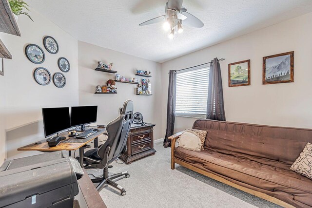 9128 Belvedere Ct, Florence, KY 41042 - office with carpet floors, ceiling fan, and a textured ceiling