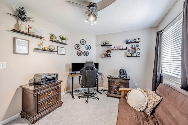 9128 Belvedere Ct, Florence, KY 41042 - office area featuring carpet flooring and ceiling fan