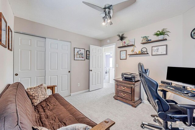 9128 Belvedere Ct, Florence, KY 41042 - carpeted office featuring a ceiling fan and baseboards