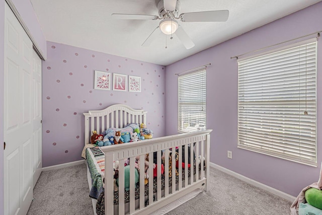 9128 Belvedere Ct, Florence, KY 41042 - bedroom with carpet floors, a closet, and a ceiling fan