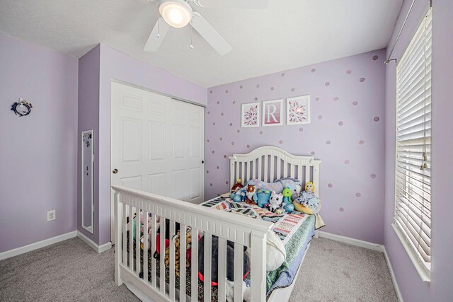 9128 Belvedere Ct, Florence, KY 41042 - carpeted bedroom with ceiling fan and a closet