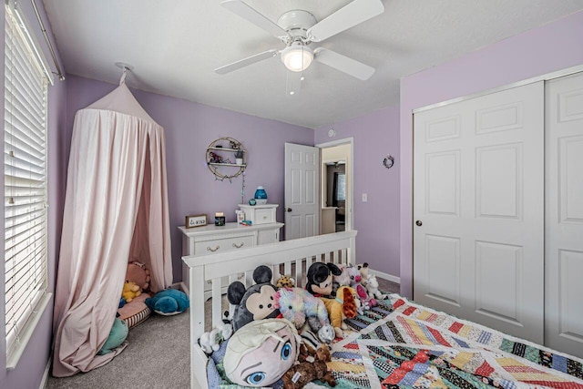 9128 Belvedere Ct, Florence, KY 41042 - carpeted bedroom with a ceiling fan and a closet