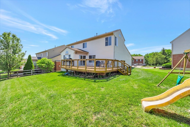 9128 Belvedere Ct, Florence, KY 41042 - back of property featuring a playground and a wooden deck
