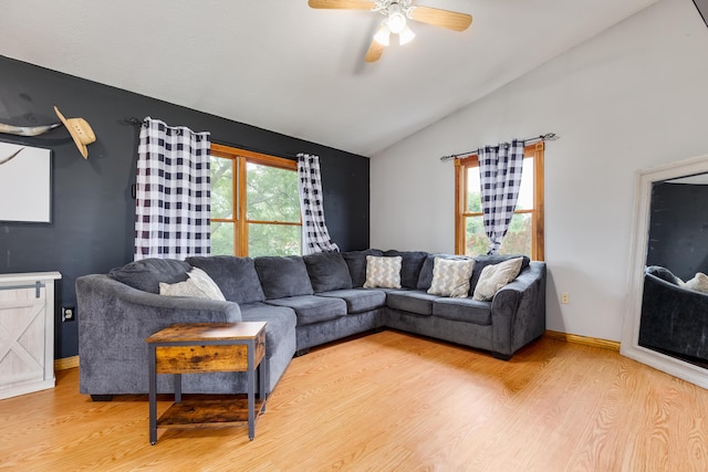 1041 Kidwell Rd, Demossville, KY 41033 - living room with lofted ceiling, ceiling fan, and light wood-style floors