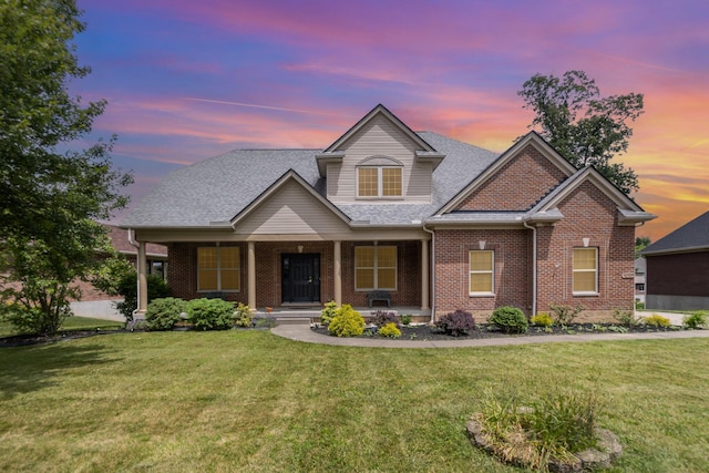 1464 Shirepeak Way, Independence, KY 41051 - view of front of property with a front yard, brick siding, and covered porch