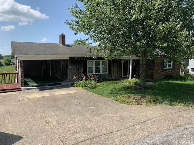 165 Davis Lake Rd, Owenton, KY 40359 - view of front of property with a chimney, a front lawn, and brick siding