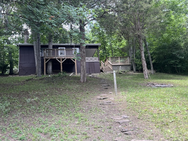 567 Rose Bourne Ln, Owenton, KY 40359 - rear view of property with a wooden deck and a yard