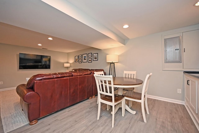 42 Daisy Ln, Fort Thomas, KY 41075 - dining area featuring light wood-style flooring, electric panel, and recessed lighting