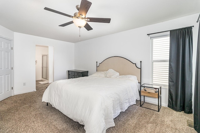 6638 Glencree Ln, Union, KY 41091 - bedroom with light colored carpet, a ceiling fan, and ensuite bath