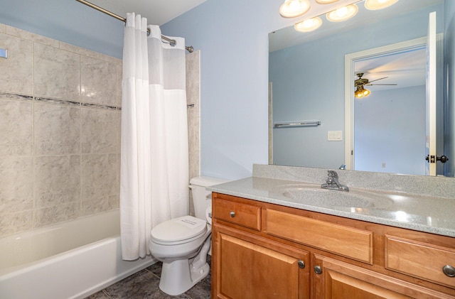 543 Karlenia Ct, Edgewood, KY 41017 - full bathroom featuring a ceiling fan, vanity, shower / tub combo, and tile patterned flooring