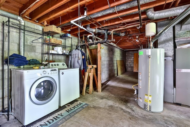 1710 Hilltop Dr, Carrollton, KY 41008 - unfinished below grade area with water heater and washer and clothes dryer