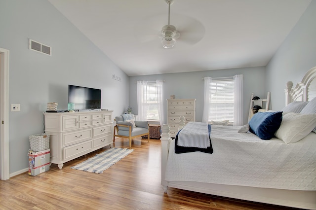 1025 Wakefield Ct, Hebron, KY 41048 - bedroom with light wood-type flooring, vaulted ceiling, and ceiling fan