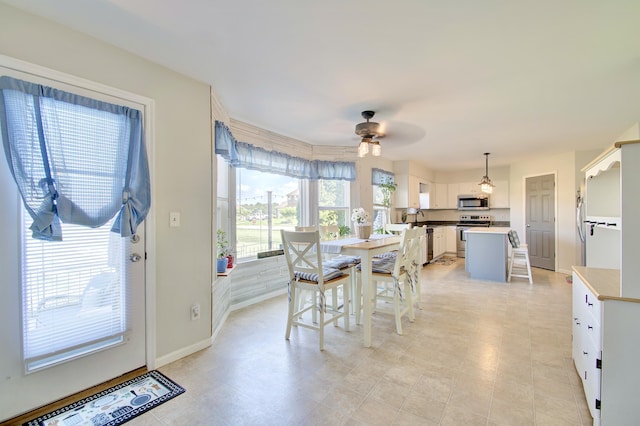 1025 Wakefield Ct, Hebron, KY 41048 - dining room featuring a ceiling fan and baseboards