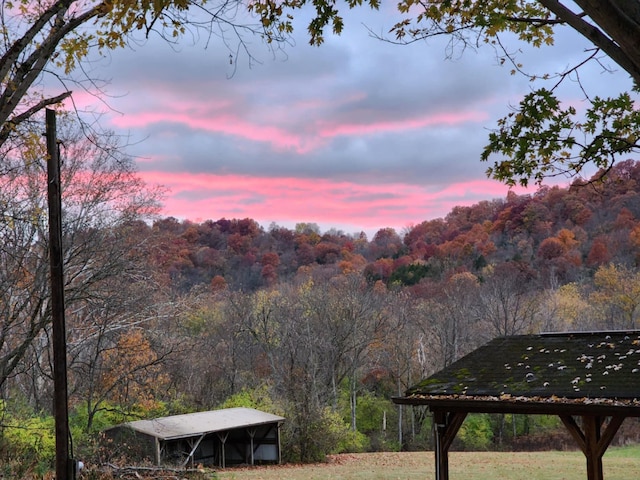 604 Rifle Range Rd, Alexandria, KY 41001 - yard at dusk with a carport and a view of trees