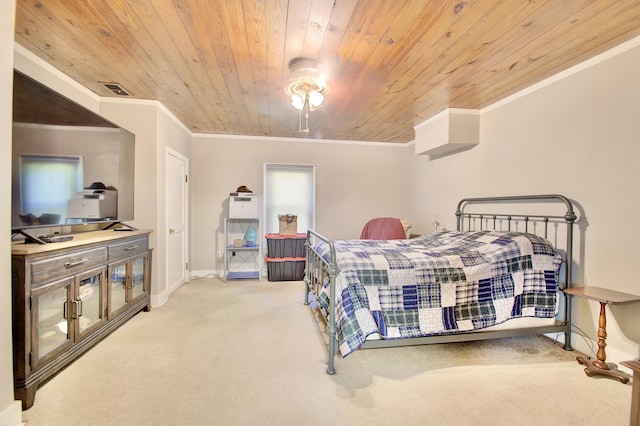604 Rifle Range Rd, Alexandria, KY 41001 - bedroom with ornamental molding, light carpet, and wooden ceiling