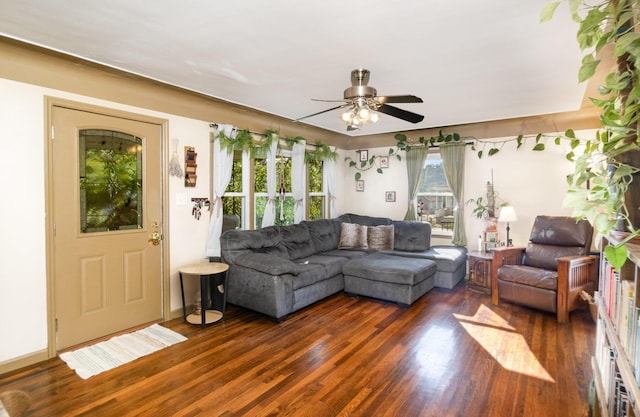 305 Helen St, Ludlow, KY 41016 - living area featuring wood finished floors and ceiling fan